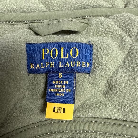 Polo Ralph Lauren Kids Size 6 Quilted Fleece Lined Vest Olive Green Full Zip - Picture 4 of 7